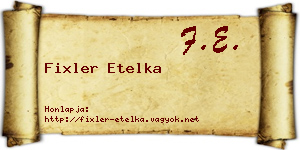 Fixler Etelka névjegykártya